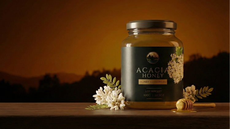Acacia honey 500g with dark BG